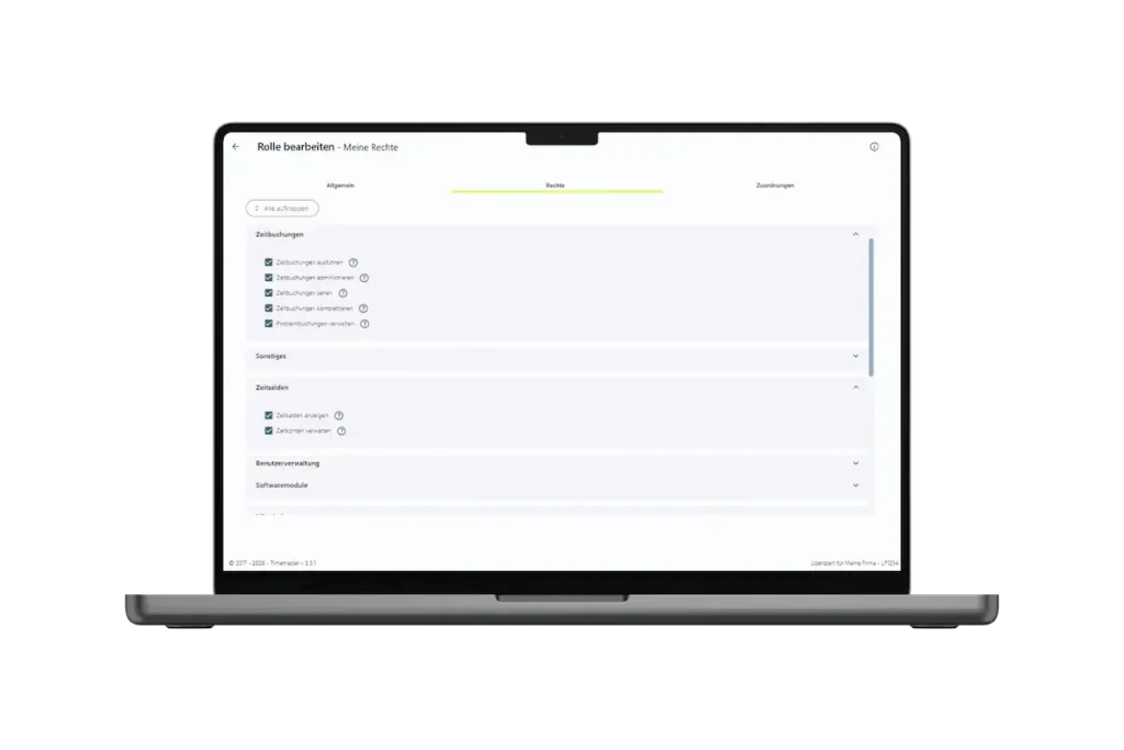 Flexible Berechtigung über Rollen einstellbar