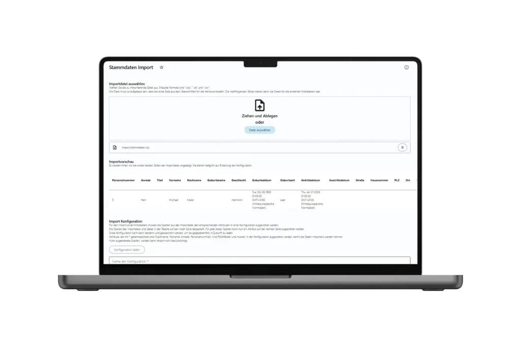 Vorgehensweise beim Import von Stammdaten in Timemaster