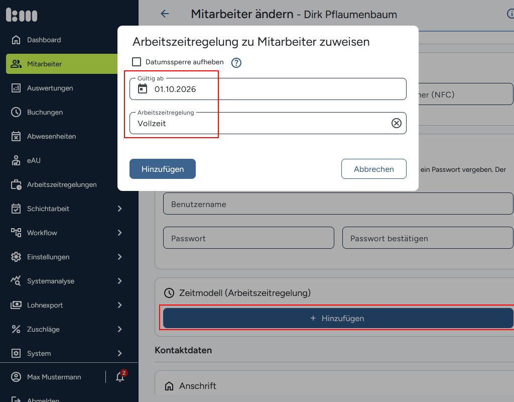 Vergabe einer Bewertungsgrundlage