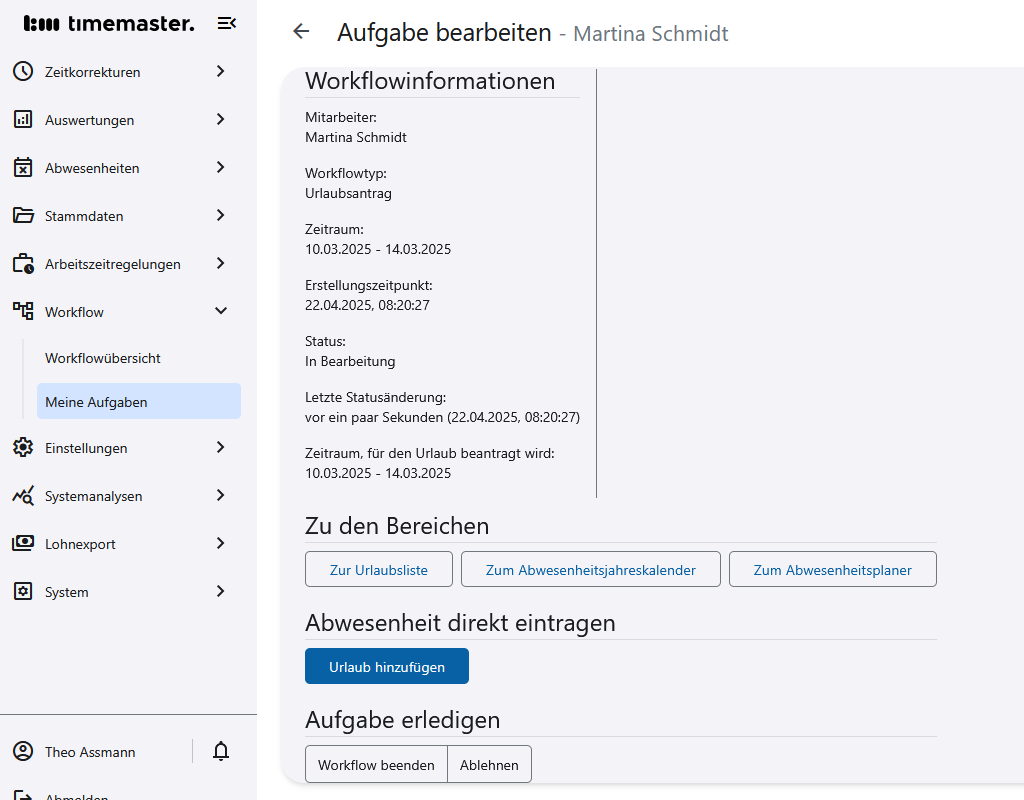 Einsicht in einen erstellten Workflow