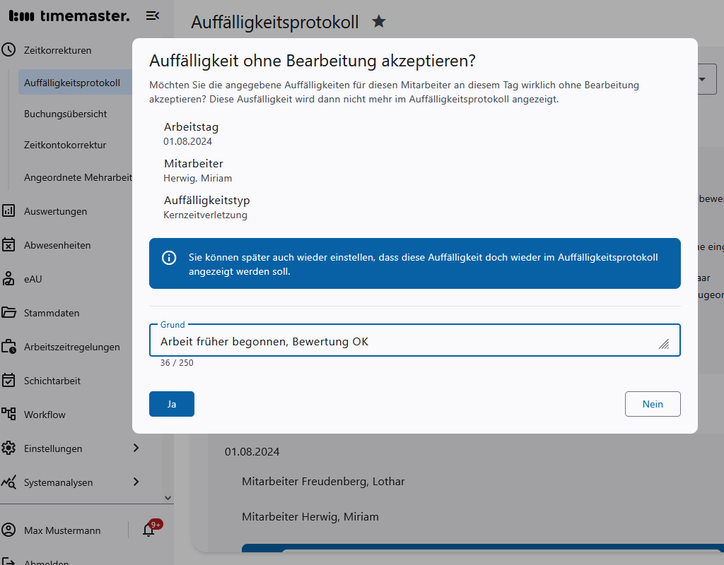 Ausblenden der Auffälligkeit