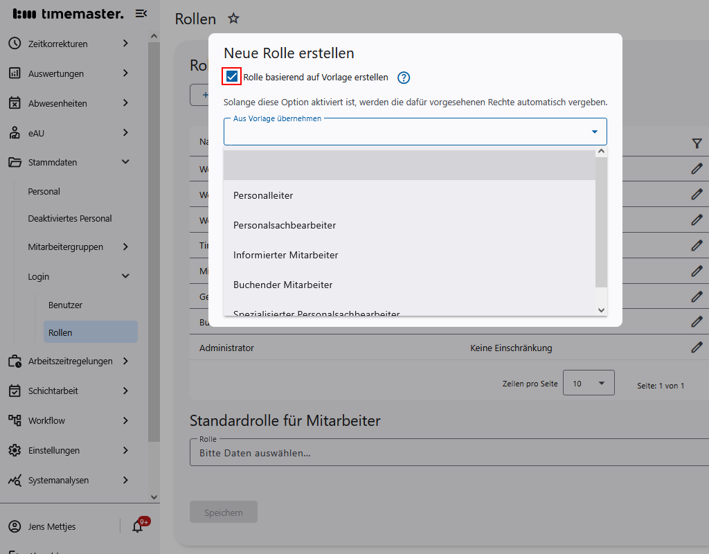 Verwendung der vordefinierten Rollen