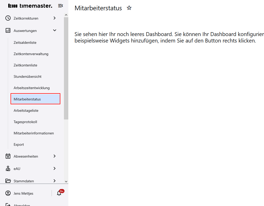 Einsicht in den Menüpunkt "Mitarbeiter-Status"