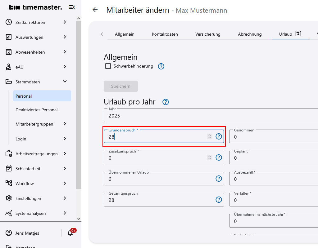 Eintragen des Grundanspruchs