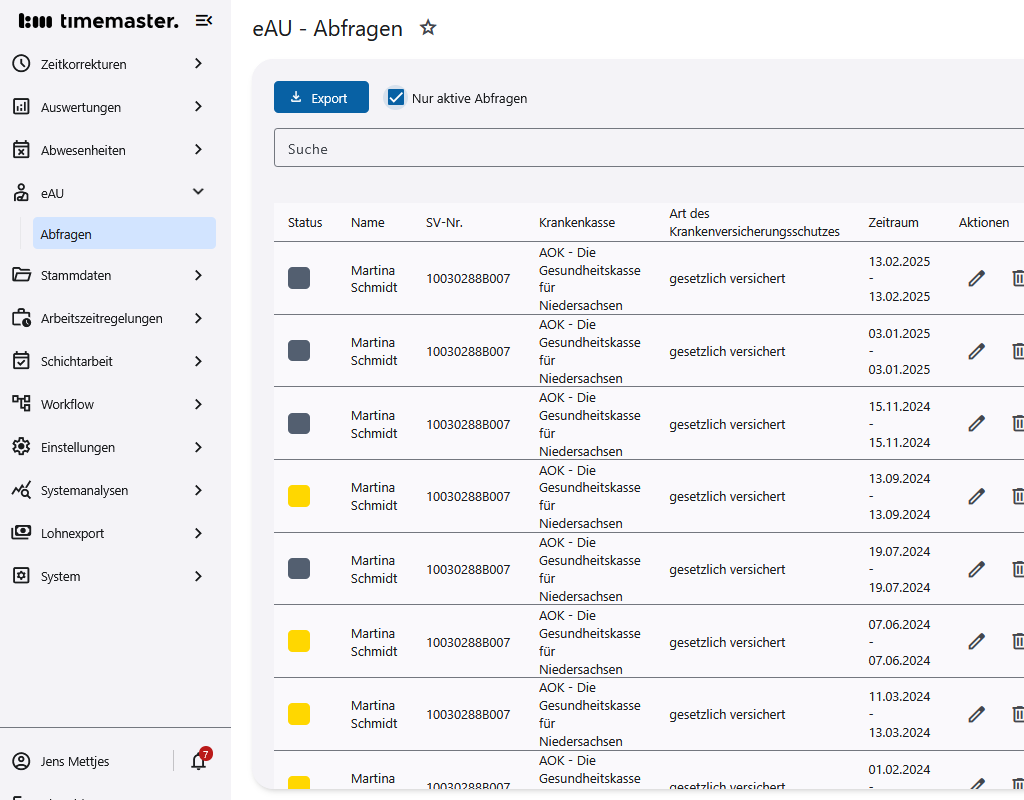 Übersicht von eAU-Abfragen