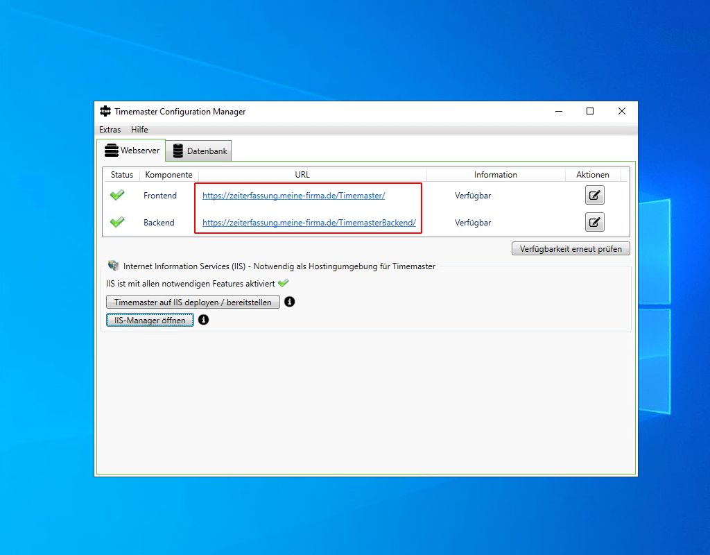Timemaster Configuration Manager mit HTTPS Deployment