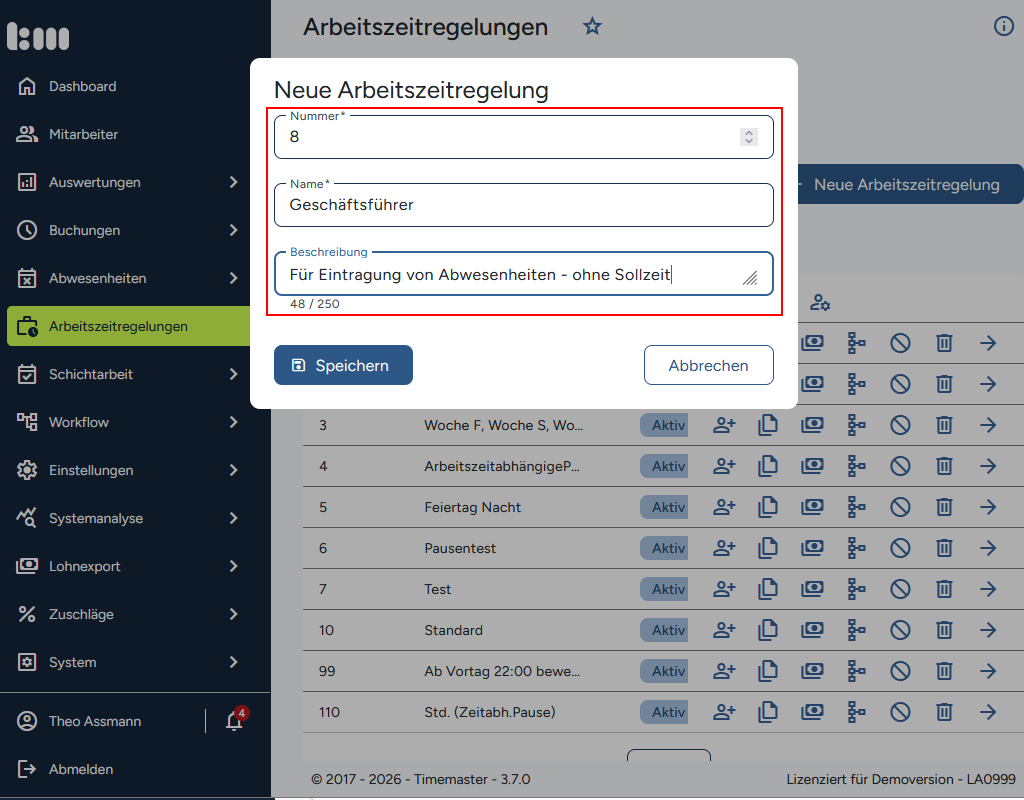 Benennung des Modells