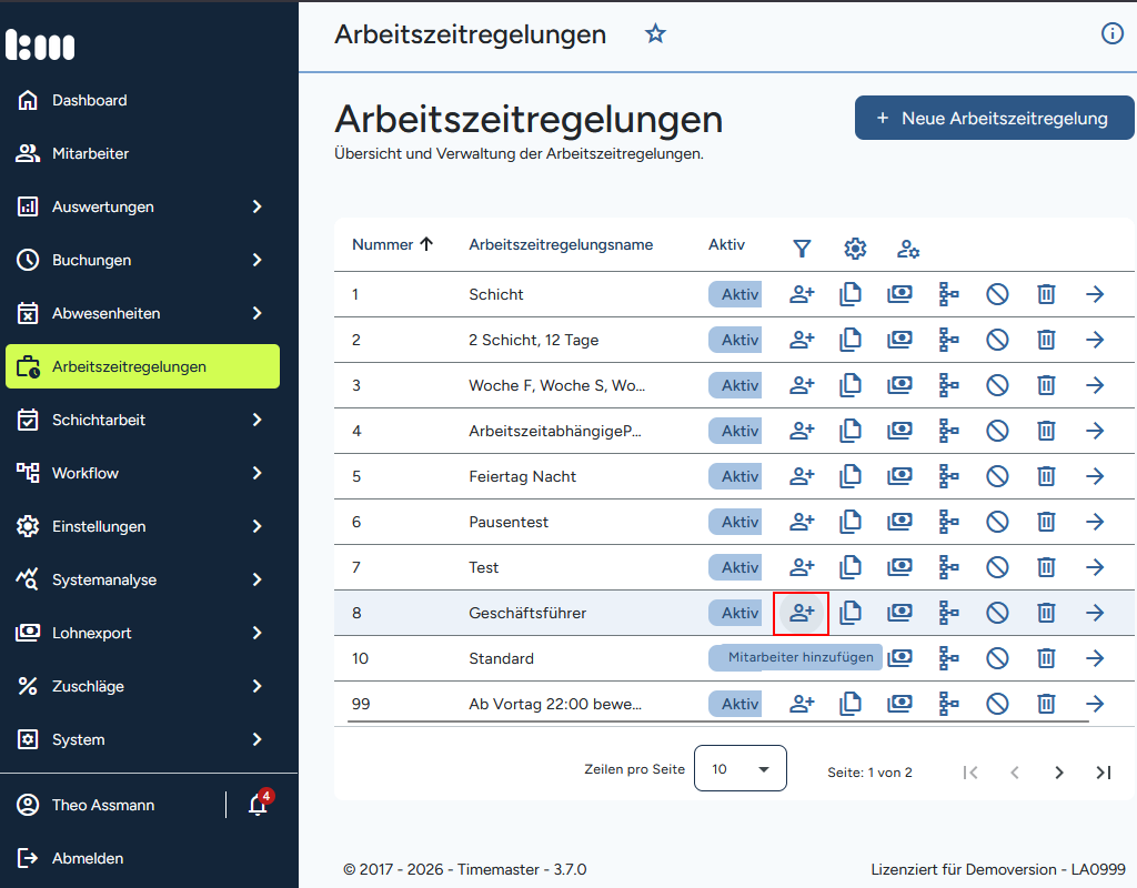 Zuweisung des Vertrags