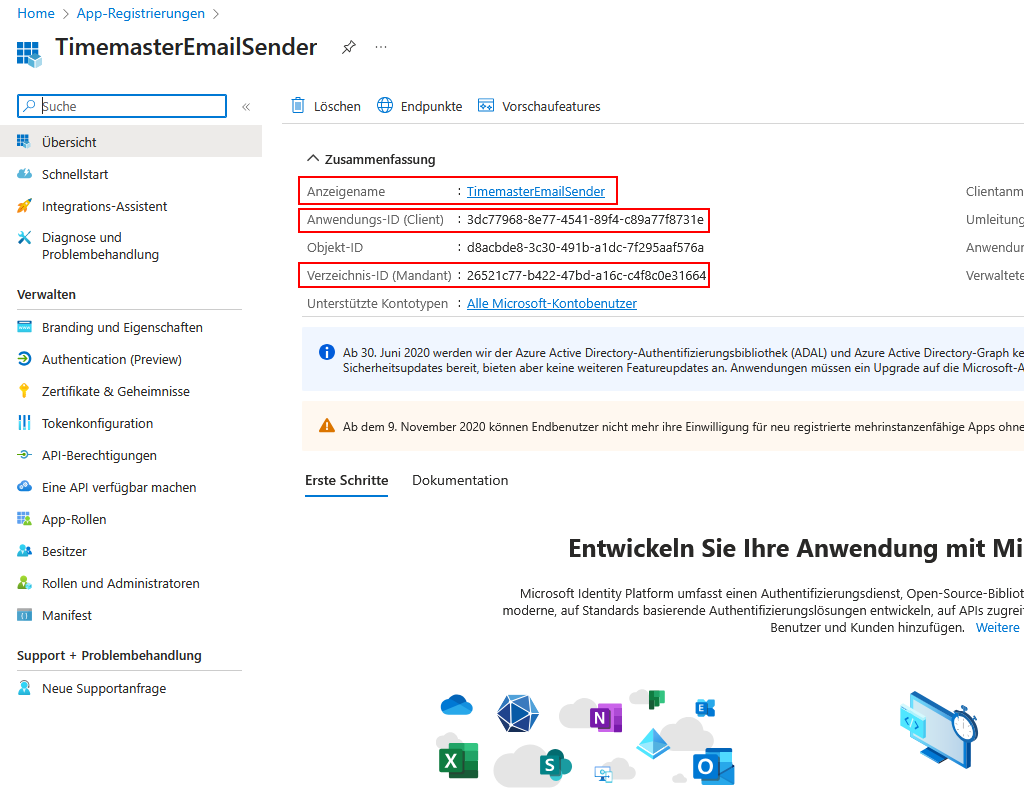 Konfiguration des Mailversands