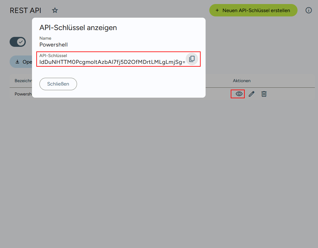 Abrufen des API-Keys