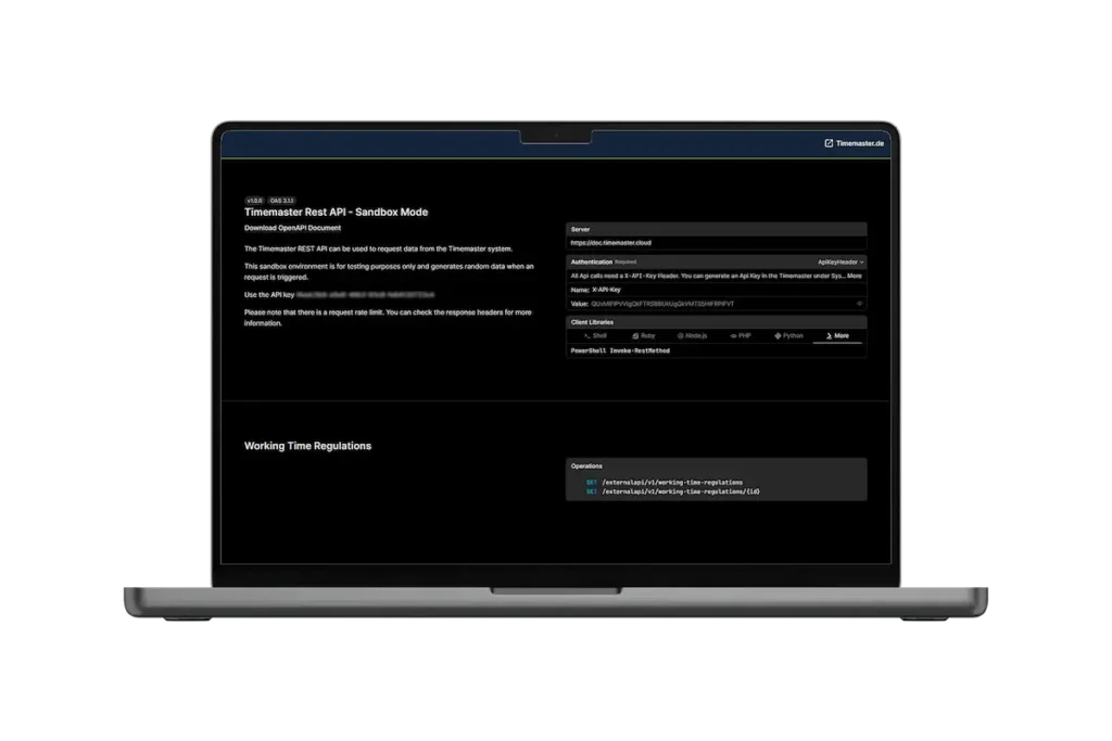Konfiguration und Tests in der Rest-API Sandbox