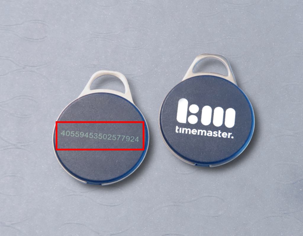 Transpondernummer auf der Rückseite des NFC-Transponders