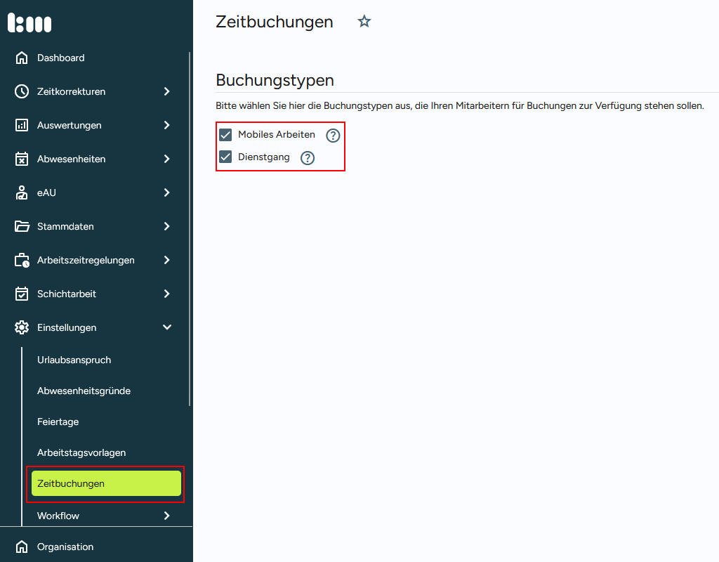 Anpassungen der Buchungstypen