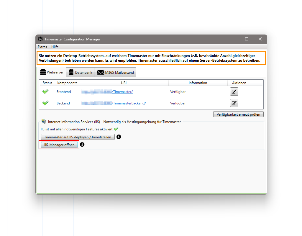 Aufruf des IIS-Managers