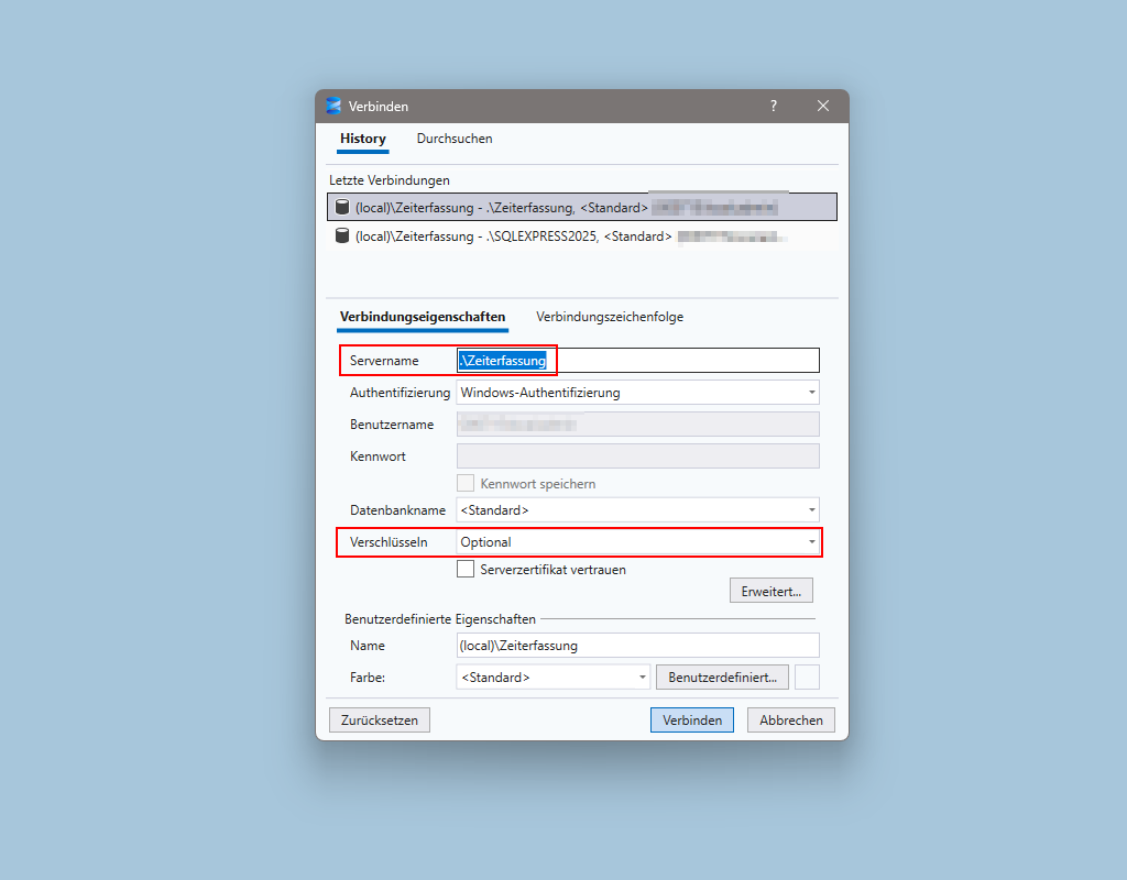Zugriff auf den SQL Server via SSMS