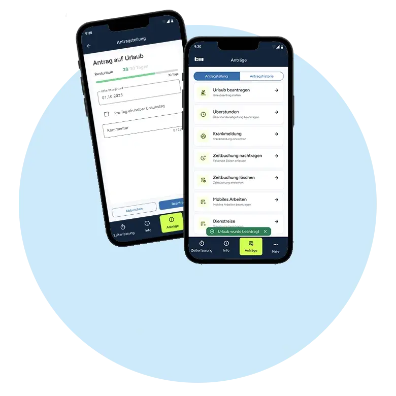 Antragswesen in der Timemaster APP für Smartphones